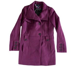 Tommy Hilfiger Women's Purple Double Breasted Wool Blend Pea Coat Size 14